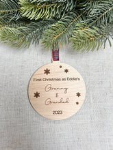 Load image into Gallery viewer, First Year as Grandparent Bauble, New Grandparents Gift, Christmas Nanny & Grandad, Nanny Christmas Ornament, Grandparents Xmas Decorations