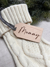 Load image into Gallery viewer, Family Stocking Tags, Engraved Christmas Stocking Tag, Simple Tag, Xmas Gift Labels, Wooden Stocking Name, Personalised Christmas Name Place