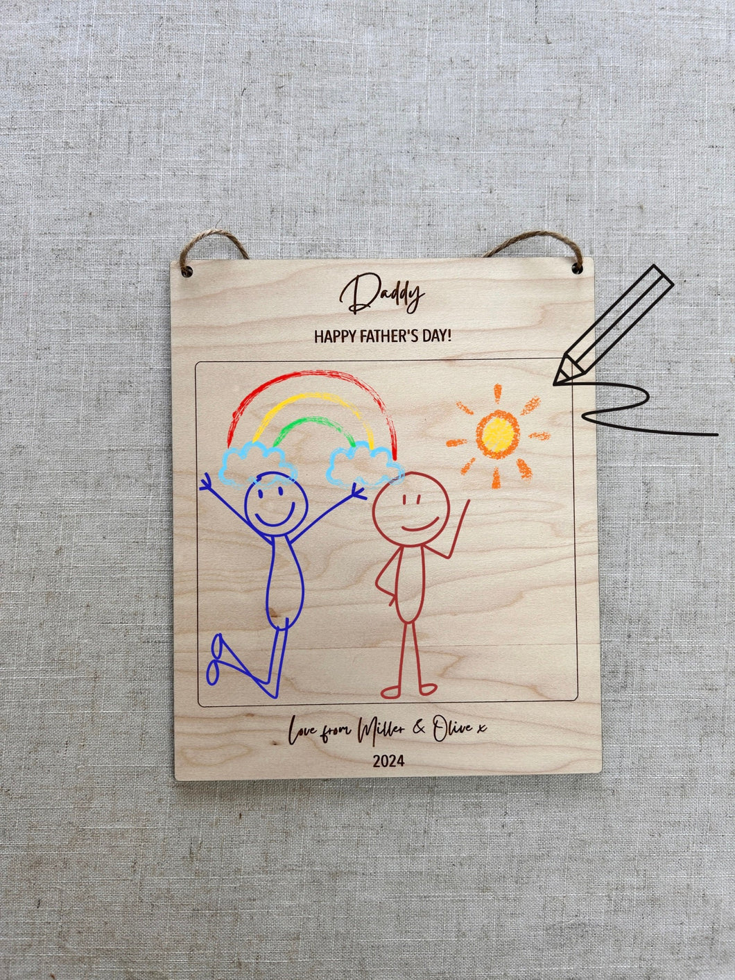 FREE POSTAGE - Daddy Father's Day Gift, Personalised Gift for Dad, Drawing Gifts, Father's Day 2024, Keepsake Gifts, Gift from Kids to Dad
