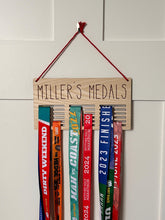 Load image into Gallery viewer, Personalised Medal Hanger, Medal Display Holder, Daddy Birthday Gift, Running Medal Holder, Gift for Gymnast, Custom Medal Display