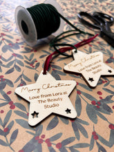 Load image into Gallery viewer, Client Christmas Gift, Personalised Gift Tags Christmas, Client Gifts, Gift from Salon, Wooden Star Gift Tags, A Little Something Special