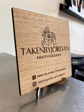 Load image into Gallery viewer, Wooden Logo Sign, Square Logo Sign, Wooden Business Sign, Business Logo Plaque, Market Stall Signage, Signs For Shop, New Business Gift