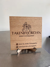 Load image into Gallery viewer, Wooden Logo Sign, Square Logo Sign, Wooden Business Sign, Business Logo Plaque, Market Stall Signage, Signs For Shop, New Business Gift