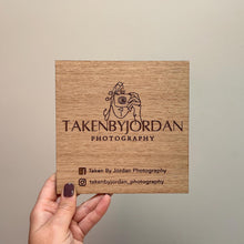 Load image into Gallery viewer, Wooden Logo Sign, Square Logo Sign, Wooden Business Sign, Business Logo Plaque, Market Stall Signage, Signs For Shop, New Business Gift