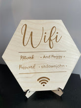 Load image into Gallery viewer, Home Wi-Fi Password Sign, Personalised WiFi Sign, Internet Password Plaque, Wooden Internet Sign, New Home Gift, Engraved WiFi Disc