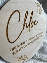 Load image into Gallery viewer, Mum to be Disc,  Pregnancy Gift, Baby Shower Present, Growing a Human, Wooden Disc, Pregnancy hamper Plaque, Expecting Mum Gift, Mummy to Be