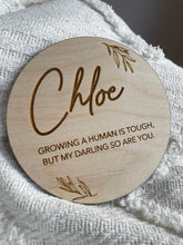 Load image into Gallery viewer, Mum to be Disc,  Pregnancy Gift, Baby Shower Present, Growing a Human, Wooden Disc, Pregnancy hamper Plaque, Expecting Mum Gift, Mummy to Be