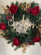 Load image into Gallery viewer, Christmas House Number Sign, Family Wreath Sign, Christmas at the Wreath Sign, Christmas at the, Personalised Wreath Sign