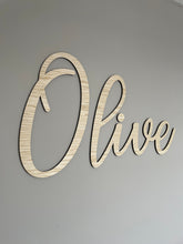 Load image into Gallery viewer, Nursery Name Sign, Childrens Room Wall Art, Above Bed Wall Decor, Name Sign For Nursery, Family Name Sign, Wooden Sign, Nursery Decor Wall