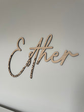 Load image into Gallery viewer, Leopard Print Name Sign, Childrens Room Wall Art, Above Bed Wall Decor, Name Sign For Nursery, Safari Nursery Decor, Wood Nursery Decor Wall