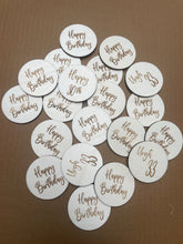 Load image into Gallery viewer, Baby Shower Cupcake Toppers, Cake Disc Charm, Personalised Cake Topper, New Baby Gift, Baby Sprinkle Decor, Maternity Leave Gift