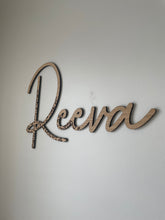 Load image into Gallery viewer, Leopard Print Name Sign, Childrens Room Wall Art, Above Bed Wall Decor, Name Sign For Nursery, Safari Nursery Decor, Wood Nursery Decor Wall