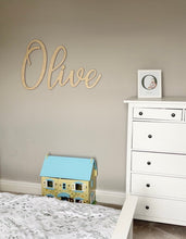 Load image into Gallery viewer, Nursery Name Sign, Childrens Room Wall Art, Above Bed Wall Decor, Name Sign For Nursery, Family Name Sign, Wooden Sign, Nursery Decor Wall