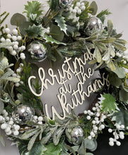 Load image into Gallery viewer, Christmas Wreath SIGN for Front Door,  Christmas at the Wreath, Xmas Wreath (Sign Only)