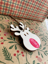 Load image into Gallery viewer, DIY Christmas Tag, Gift from Baby, Fingerprint Reindeer Ornament, Reindeer Gift Tag, Gift for Grandparents, DIY Present Tag, Finger Painting