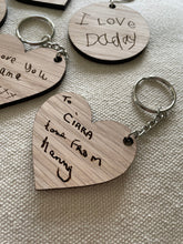 Load image into Gallery viewer, Mother's Day Gift, Child’s Handwriting Keyring, Gift for Mummy, Children's Drawing Engraved,  Gift for Grandma, Gift For Her, From the Kids