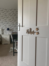 Load image into Gallery viewer, Dinosaur Bedroom, Door Name Sign, Personalised Wooden Name Sign, Butterfly Sign, Kids Door Sign, Nursery Decor, Children's Bedroom Door Sign
