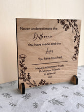 Load image into Gallery viewer, Teacher Retirement Gifts for Women, Teacher Retirement Plaque, Gift for Retiring Teacher, Personalised Retirement Plaque, Leaving Present