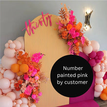 Load image into Gallery viewer, Fifty Sign, Balloon Backdrop,  Balloon Arch Sign, Event Decoration backdrop, Thirty Birthday Sign, Personalised Wooden Party Sign