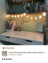 Load image into Gallery viewer, Safari Nursery Decor, Jungle Name Sign, Leopard Print Decor, Childrens Room Wall Art, Name Sign For Nursery, Jungle Themed Room