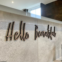 Load image into Gallery viewer, Hello Beautiful, Mirror Quote, Wooden Bedroom Sign, Dressing Room Decor, Bathroom Wall Art, Hi Gorgeous Sign, Walk in Wardrobe, New Home Art