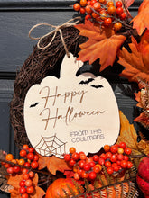 Load image into Gallery viewer, Personalised Halloween Sign, Autumn Door Wreath (SIGN ONLY), Wreath Sign Customised, Halloween Wreath, Halloween Decor, Family Decoration