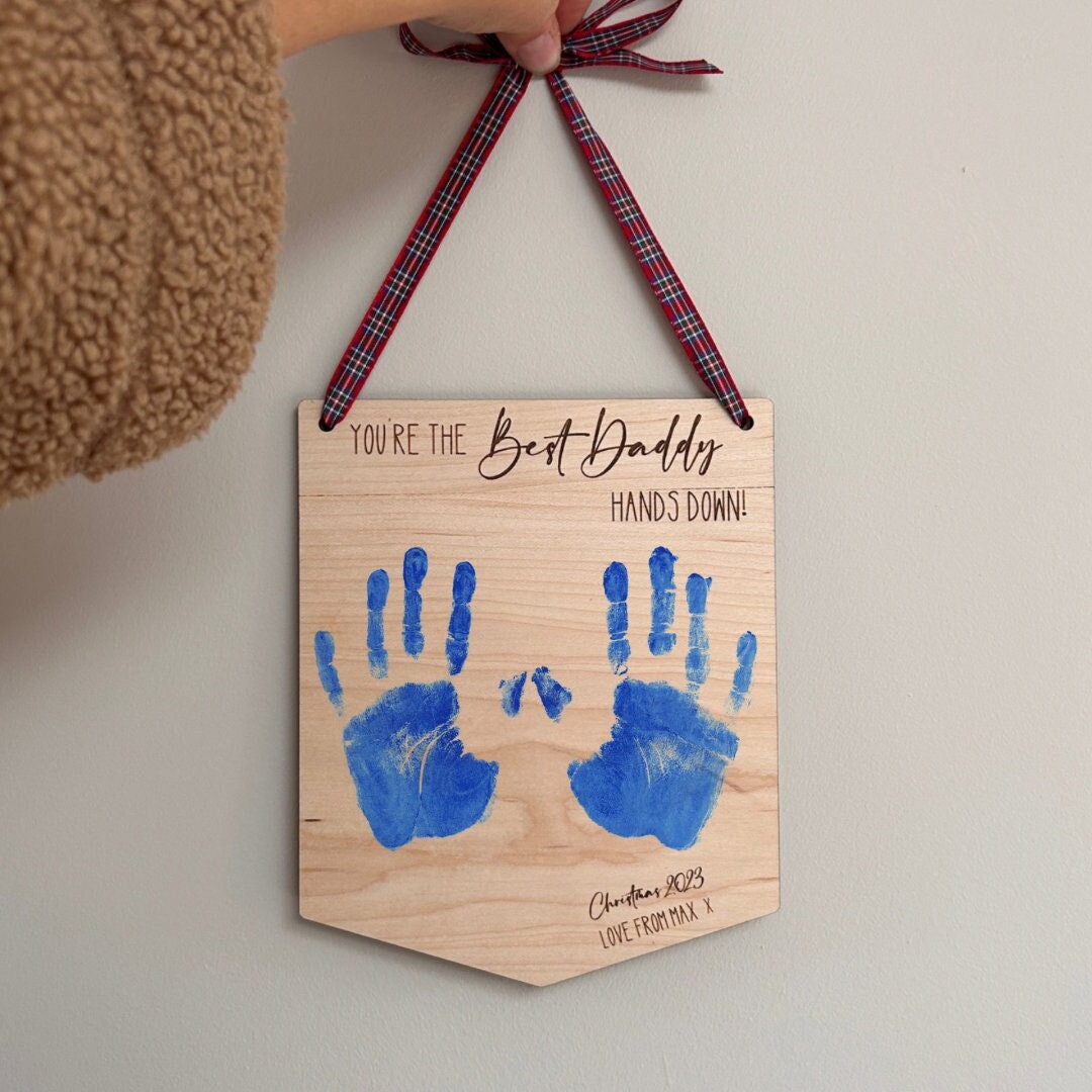 Handprint First Fathers Day Gifts Personalised Gift For Dad, Daddy