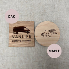 Load image into Gallery viewer, Small Logo Sign, Wooden Business Plaque, Flatlay Prop, Business Logo Photo Prop, Personalised Plaque Small Business