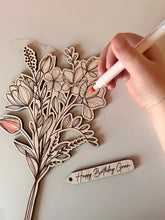 Load image into Gallery viewer, DIY Gift, Gift from Children, Wooden Flower Bouquet, Gift for Mum, Grandma, Gran, Nanny, Colour Me In