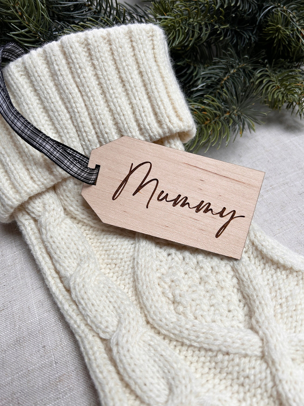 Family Stocking Tags, Engraved Christmas Stocking Tag, Simple Tag, Xmas Gift Labels, Wooden Stocking Name, Personalised Christmas Name Place