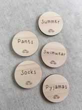 Load image into Gallery viewer, Children&#39;s Storage Tags, Wooden Name Tag, Trofast Labels, Personalised Nursery Storage , Playroom Labels, Pax Wardrobe, Toy Box Label
