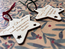 Load image into Gallery viewer, Client Christmas Gift, Personalised Gift Tags Christmas, Client Gifts, Gift from Salon, Wooden Star Gift Tags, A Little Something Special
