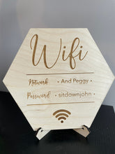 Load image into Gallery viewer, Home Wi-Fi Password Sign, Personalised WiFi Sign, Internet Password Plaque, Wooden Internet Sign, New Home Gift, Engraved WiFi Disc
