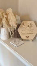 Load image into Gallery viewer, Home Wi-Fi Password Sign, Personalised WiFi Sign, Internet Password Plaque, Wooden Internet Sign, New Home Gift, Engraved WiFi Disc
