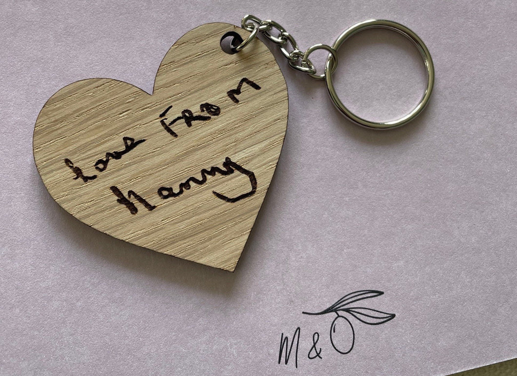 Small Gift For Mum, Loved One Handwriting Keyring, Small Thoughtful Present, Memorial Gift, Old Writing Engraved, Keychain Personalised