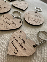 Load image into Gallery viewer, Child’s Handwriting Keyring, Gift for Grandparents, Childrens Drawing Engraved,  Gift for Mummy, Thoughtful Gift For Her, From the Kids
