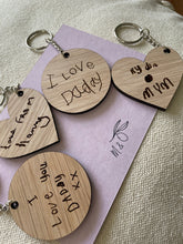 Load image into Gallery viewer, Mother&#39;s Day Gift, Child’s Handwriting Keyring, Gift for Mummy, Children&#39;s Drawing Engraved,  Gift for Grandma, Gift For Her, From the Kids
