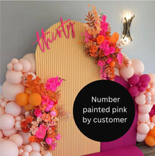 Load image into Gallery viewer, Fifty Sign, Balloon Backdrop,  Balloon Arch Sign, Event Decoration backdrop, Thirty Birthday Sign, Personalised Wooden Party Sign
