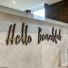 Load image into Gallery viewer, Hello Beautiful, Mirror Quote, Wooden Bedroom Sign, Dressing Room Decor, Bathroom Wall Art, Hi Gorgeous Sign, Walk in Wardrobe, New Home Art
