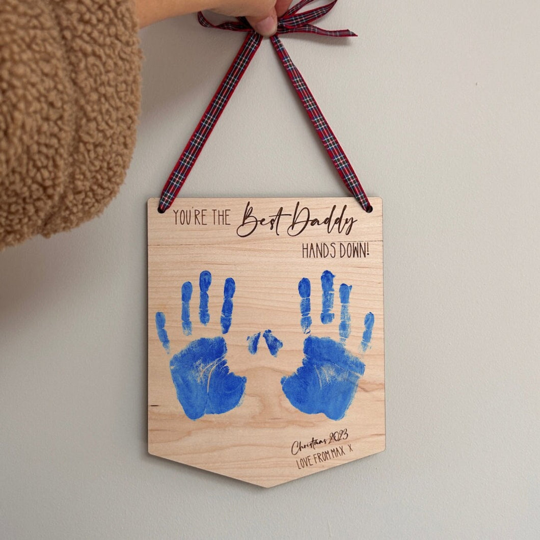 Personalised Christmas Gift for Dad, Daddy Xmas Gift, Hand Print Keepsake Gift, Gift from Kids to Dad, DIY Sign Gift, Baby Handprint Present