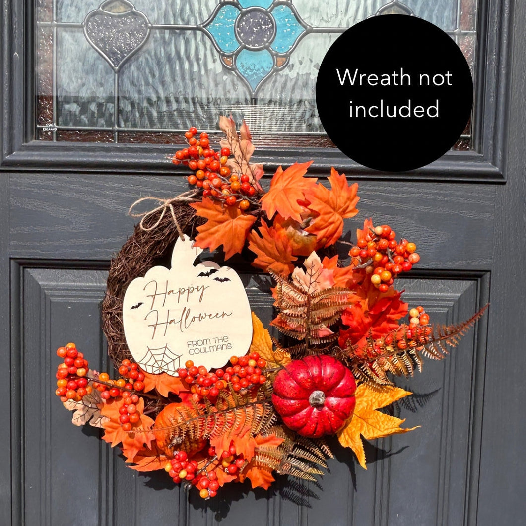 Personalised Halloween Sign, Autumn Door Wreath (SIGN ONLY), Wreath Sign Customised, Halloween Wreath, Halloween Decor, Family Decoration