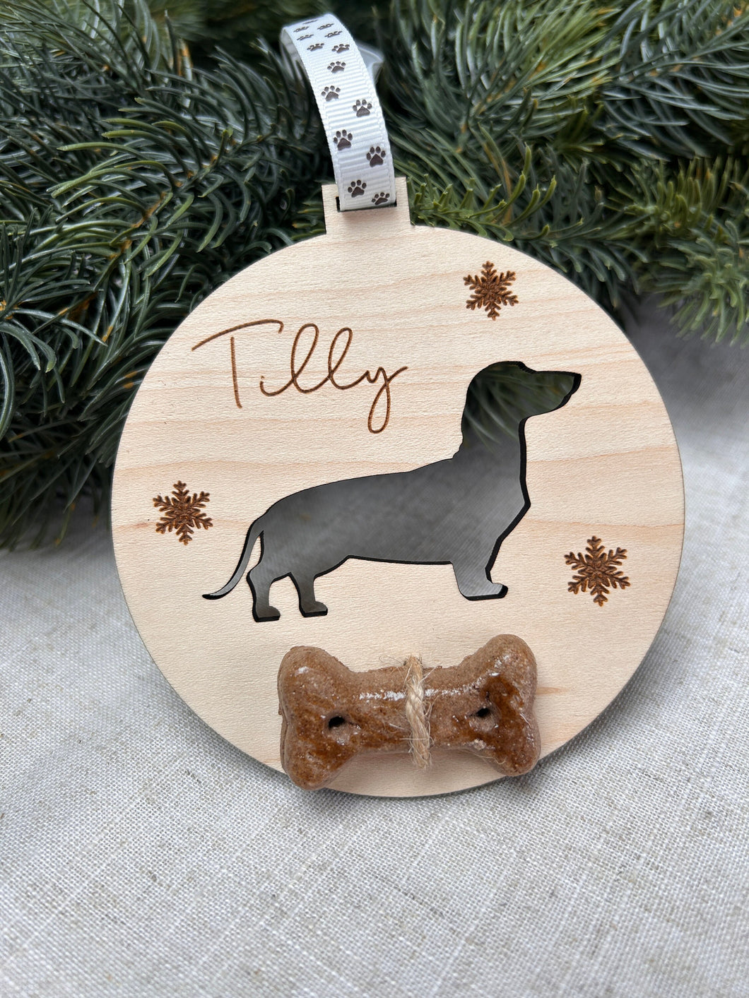 Sausage Dog Christmas Decoration, Dachshund Christmas, Dog Ornament Wood, Personalised Pet Bauble, Custom Christmas Dog Ornament, Dog Xmas