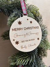 Load image into Gallery viewer, New Grandparents Gift, See You in 2024 Bauble, From the Bump, Christmas from Bump, Merry Christmas Nanny &amp; Grandad, Nanny Christmas Ornament
